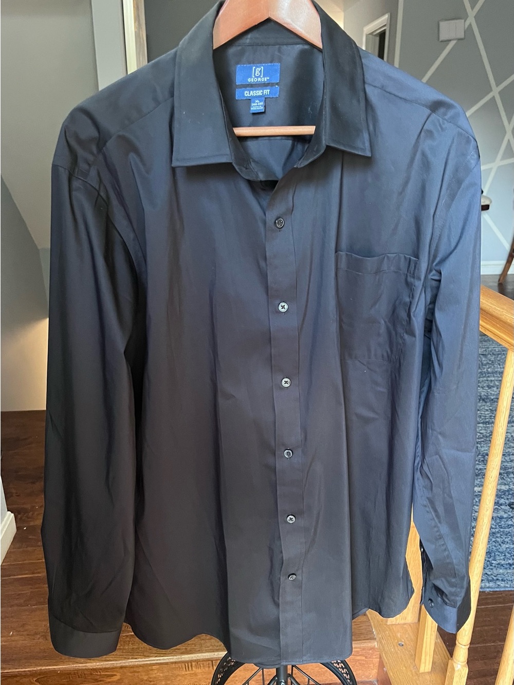 George Men's Black Long-Sleeve Dress Shirt